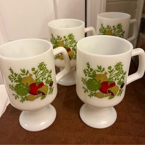 Vintage white milk glass pedestal mugs